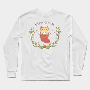 Merry Catmas cute Christmas kitty Long Sleeve T-Shirt